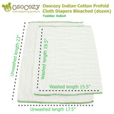 Osocozy Indian Cotton Prefold Cloth Diapers Bleached (dozen)