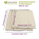 Osocozy Organic Prefolds - 6 packs
