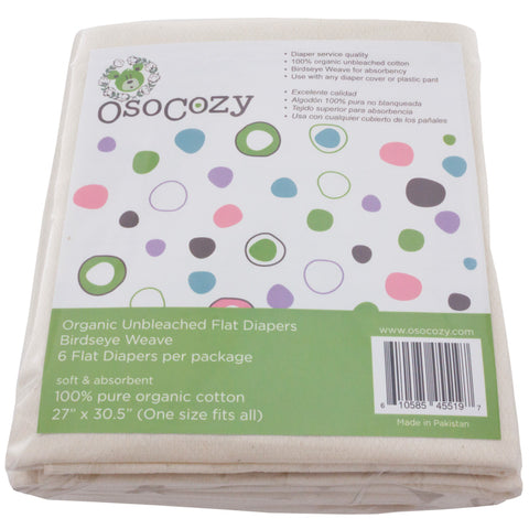 OsoCozy Organic Birdseye Flat Diapers - (6pk)