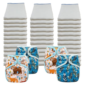Bleached Economy Prefold Diaper Packages with OsoCozy One Sized Covers