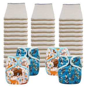 Unbleached Economy Prefold Diaper Packages with OsoCozy One Sized Covers