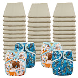 Unbleached Economy Prefold Diaper Packages with OsoCozy One Size Covers