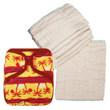 Infant Bamboo Cotton Prefold Trial Package with OsoCozy One Size Diaper Covers