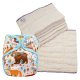 Infant Organic Prefold Trial Package with OsoCozy One Size Diaper Covers