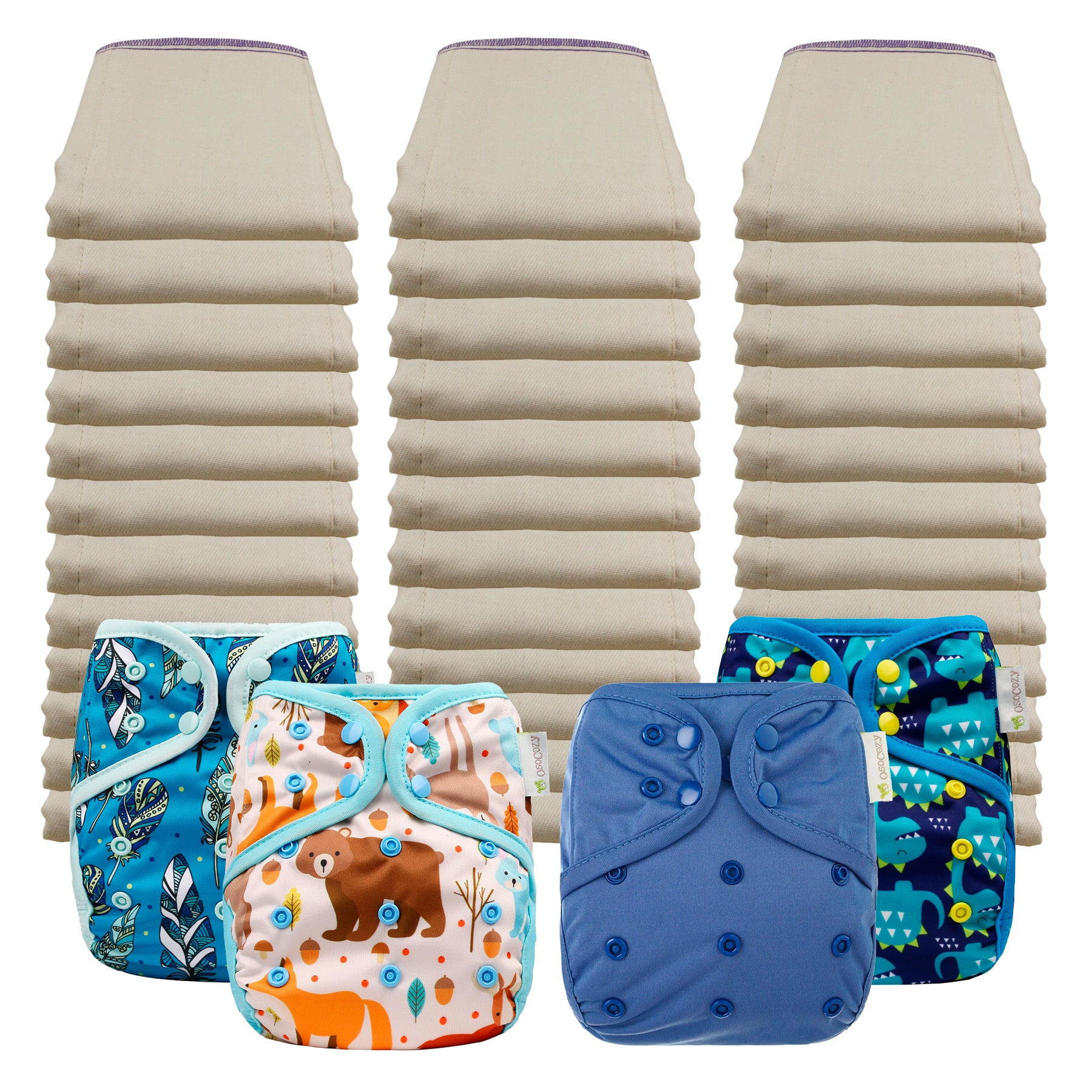 Better Fit Economy Prefold Diaper Packages with OsoCozy One Size Covers