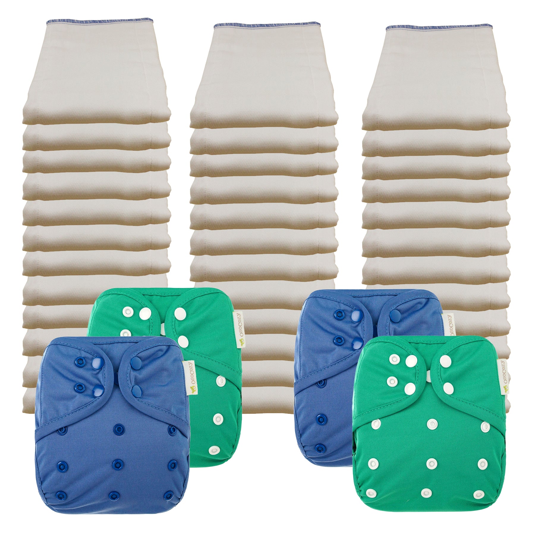 Unbleached Economy Prefold Diaper Packages with OsoCozy One Size Covers