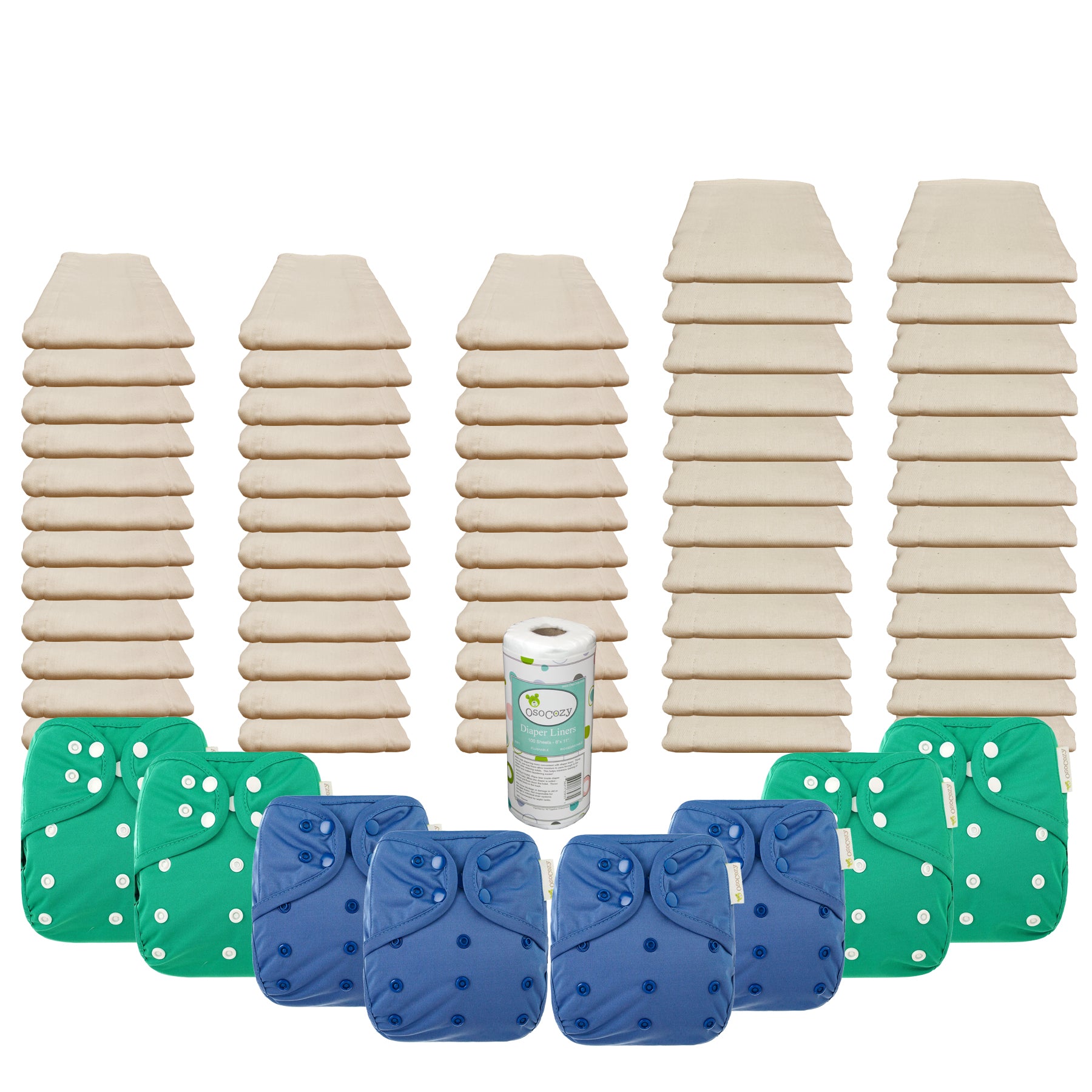 Unbleached Basic Prefold Diaper Packages with OsoCozy One Sized Covers