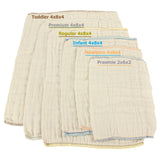 Osocozy Indian Cotton Prefold Cloth Diapers Unbleached Natural (dozen)