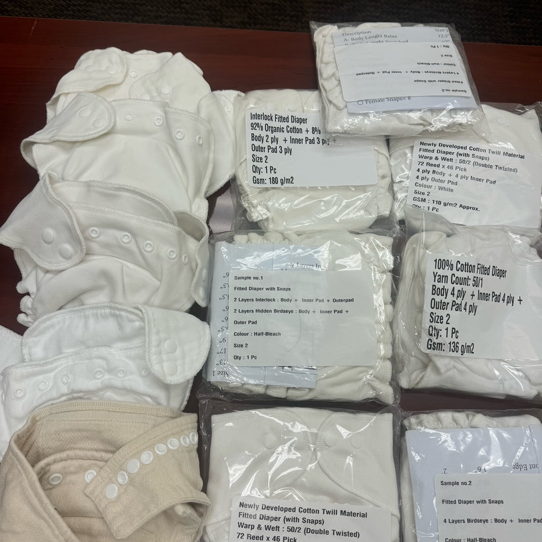 Pre-production Samples, Two Size Fitted Diapers