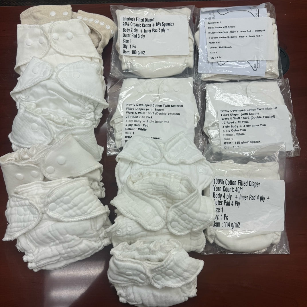 Pre-production Samples, Two Size Fitted Diapers
