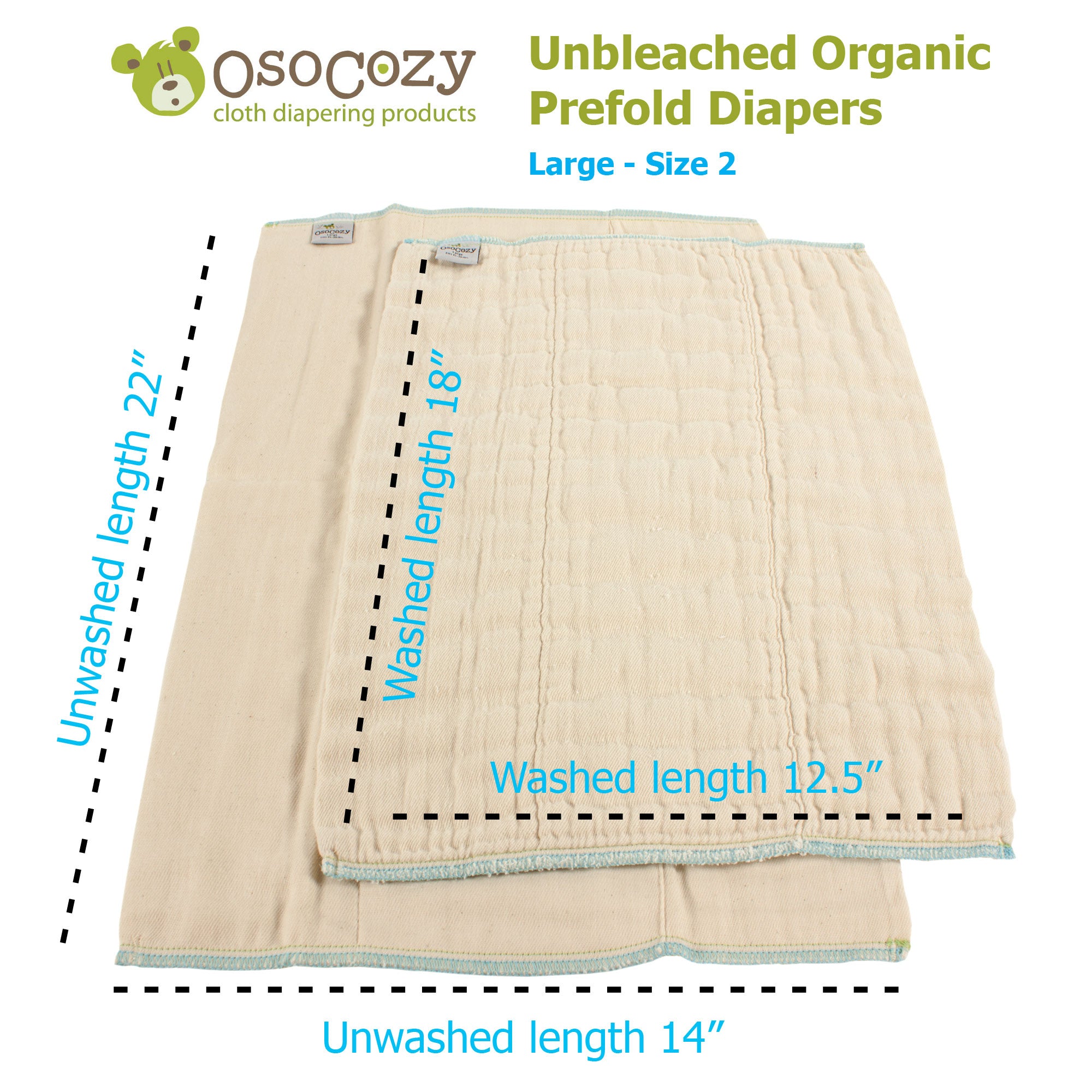 Osocozy Organic Prefolds - 6 packs