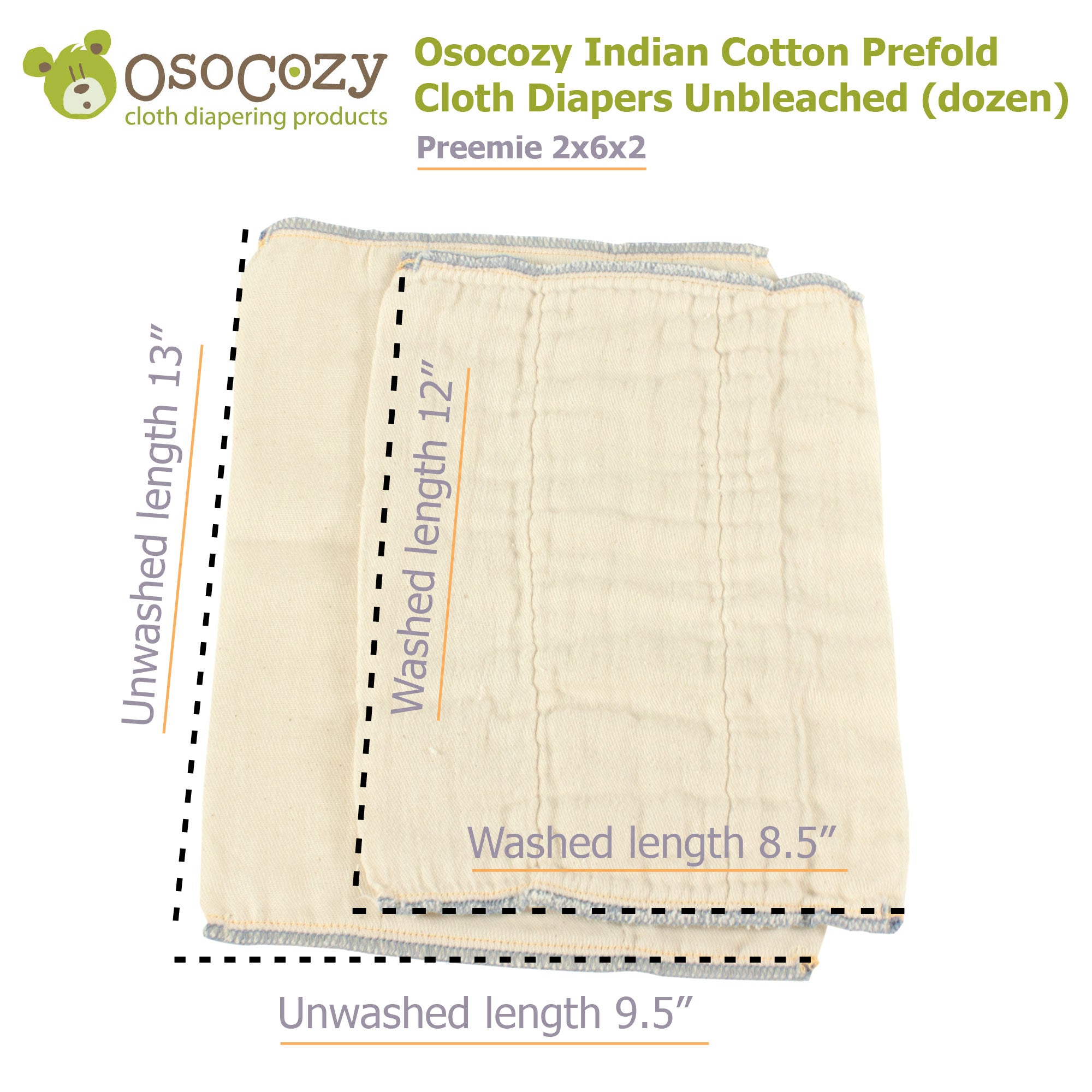 Soft Absorbent OsoCozy Prefold Cloth Diapers Buy Now