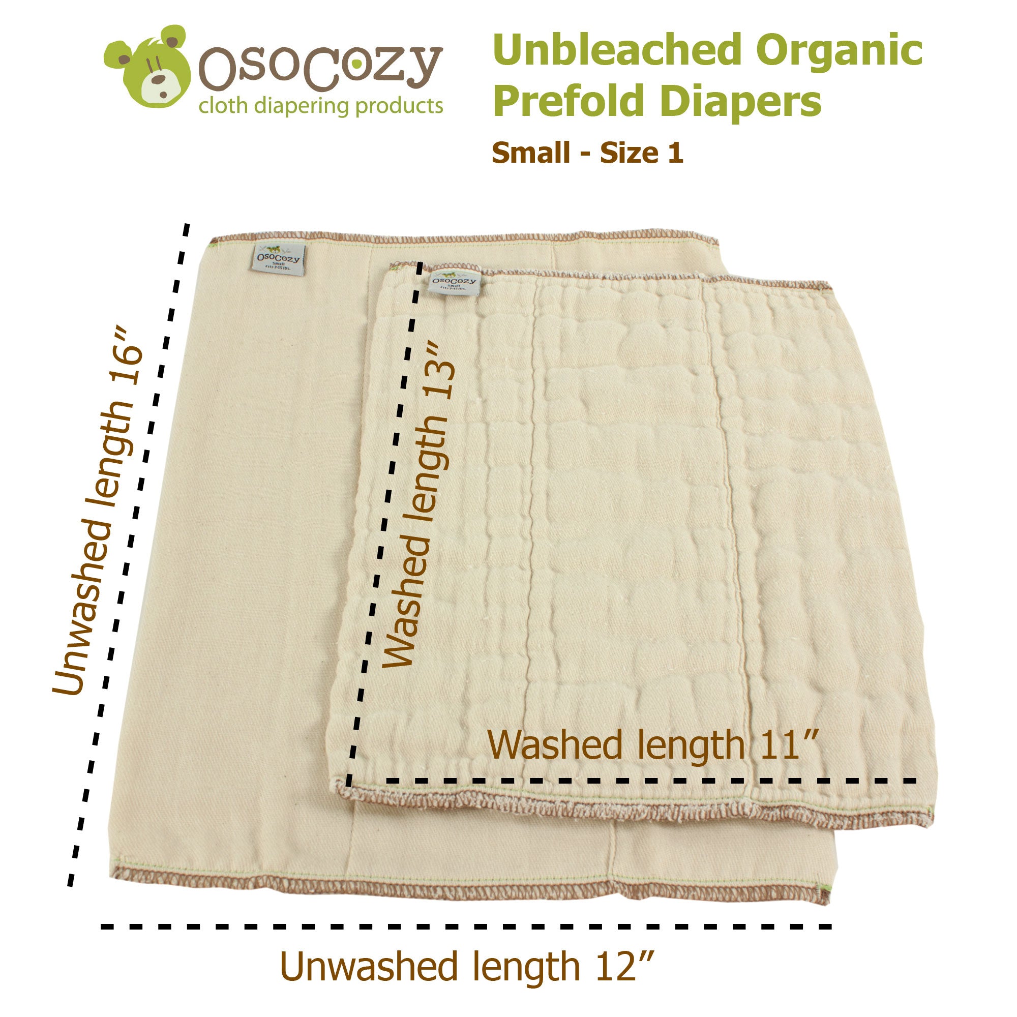 Osocozy Organic Prefolds - 6 packs