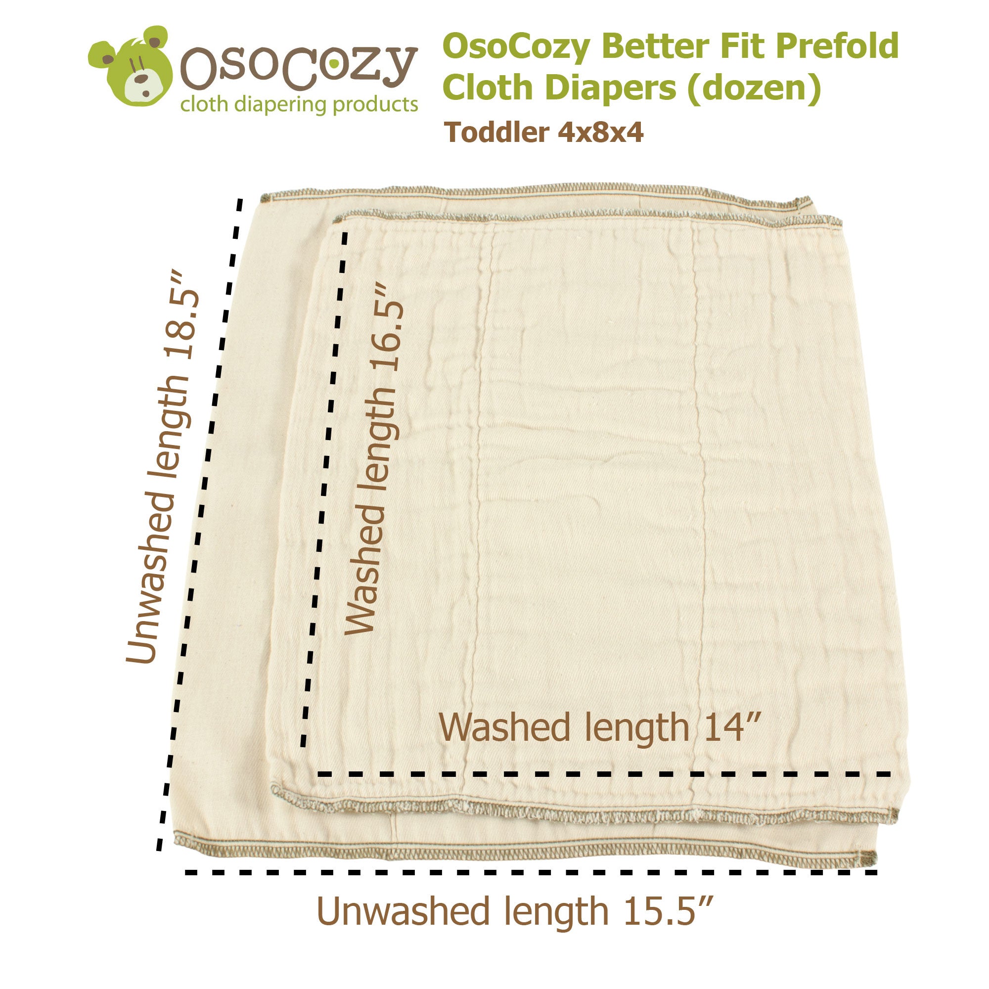 OsoCozy Better Fit Prefold Cloth Diapers (dozen)