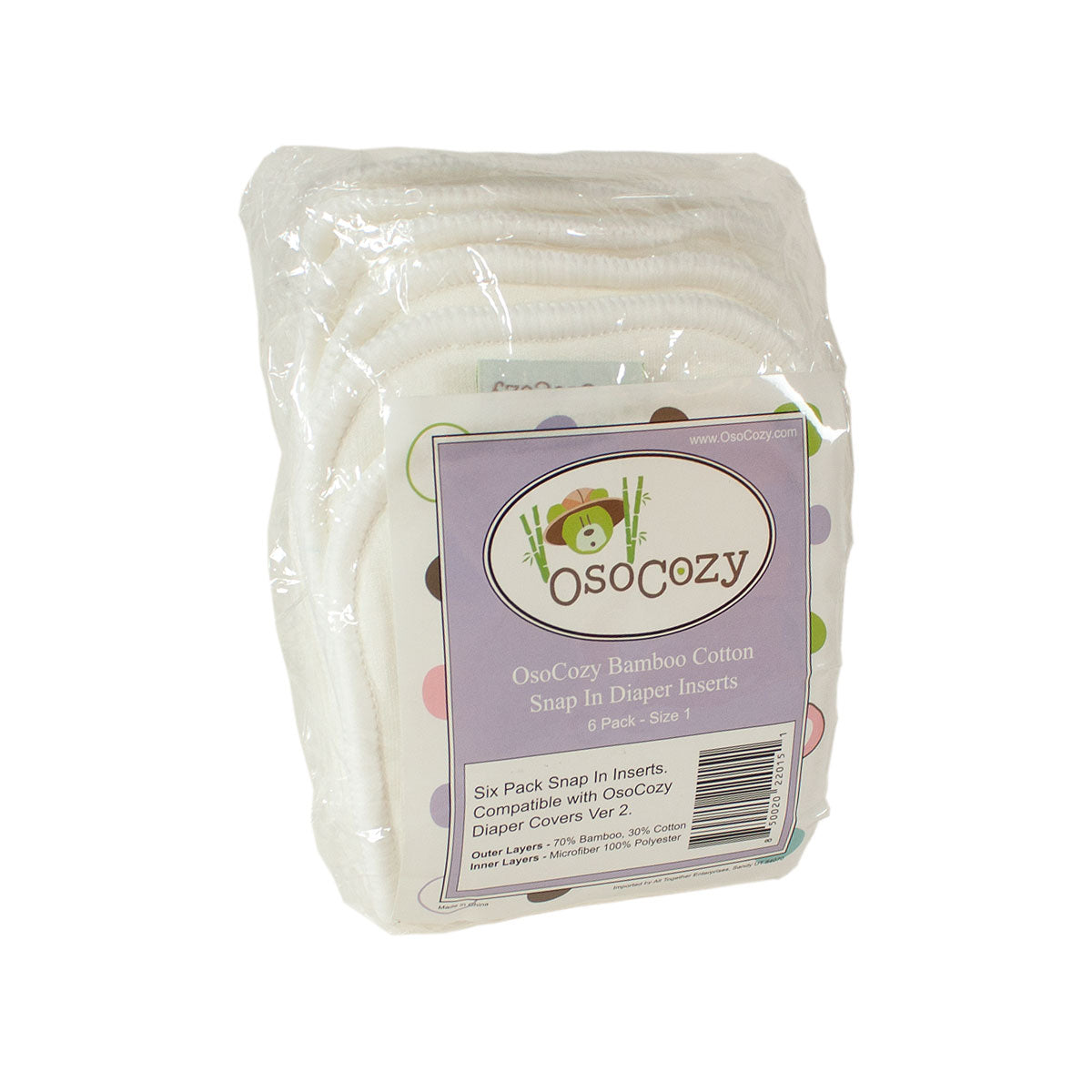 Osocozy Bamboo Cotton Snap In Diaper Inserts (6 pk)