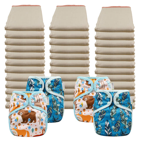 Better Fit Economy Prefold Diaper Packages with OsoCozy One Sized Covers