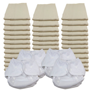 Unbleached Economy Prefold Diaper Package with Thirsties Duo Covers