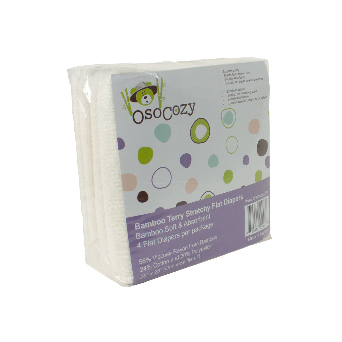 OsoCozy Bamboo Terry Stretchy Flat Diapers (4 pk)