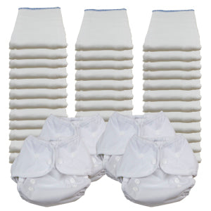 Bleached Economy Prefold Diaper Packages with Thirsties Duo Covers